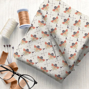 Tissu Hipster Fox, Casquette Bowler, Pipe #8 ID1073