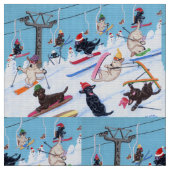 Tissu Hiver Fun Ski Labradors Fabric (Fermer)