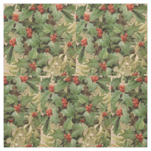 Tissu Holly Tree Noël Vintage (Échantillon)