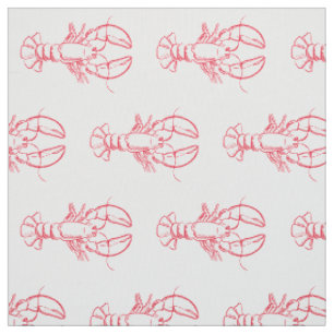 Tissu Homard blanc et rouge côtier