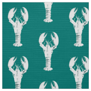 Tissu Homard blanc sur la turquoise/Teal