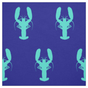Tissu Homard Turquoise Sur Le Décor Côtier Bleu De La
