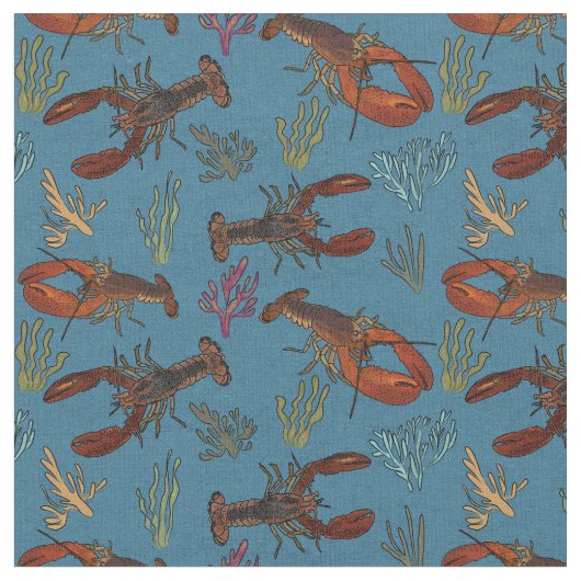 Tissu Homards à motifs marins (Fermer)