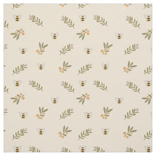 Tissu Honey Bee Greenery Pastel Almond (Échantillon)