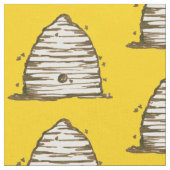 Tissu Honeybee Vintage Skep Beehive jaune (Fermer)