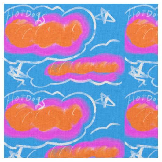 Tissu Hotdog blue,Pink,orange (Fermer)