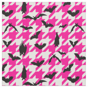 Tissu houndstooth rose halloween chauve-souris