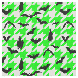 Tissu houndstooth vert halloween chauve-souris