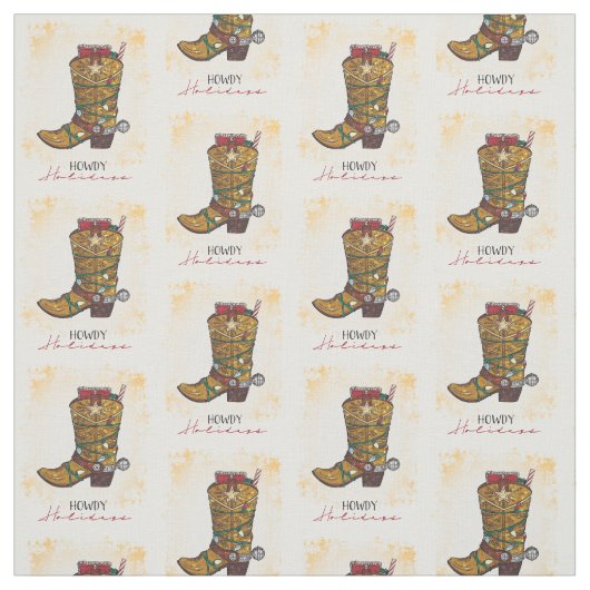Tissu Howdays Christmas Lights Cowboy Boot (Échantillon)