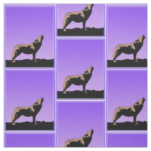 Tissu Howling Wolf at Sunset - Art faunique original