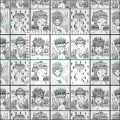 Tissu Humanoïdes en coiffe  (Carreau)