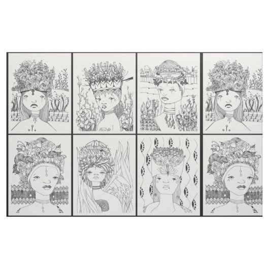 Tissu Humanoïdes en coiffe  (Fat Quarter)