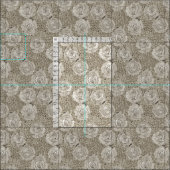 Tissu hydrangea rose floral argent cuir thé (Carreau)