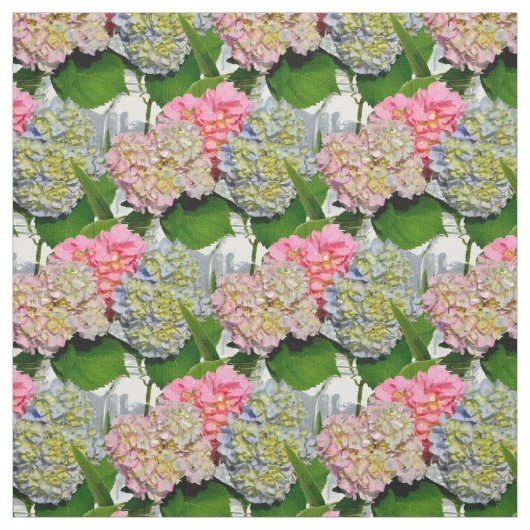 Tissu Hydrangeas et jarre de Mason (Échantillon)