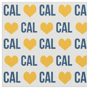 Tissu I Love Cal fabric - bleu et jaune