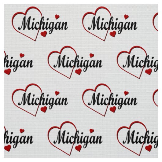 Tissu I Love Michigan Hearts (Échantillon)