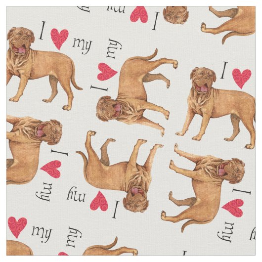 Tissu I Love my Dogue de Bordeaux (Fermer)