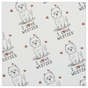 Tissu I Love Westies - West Highland White Terriers
