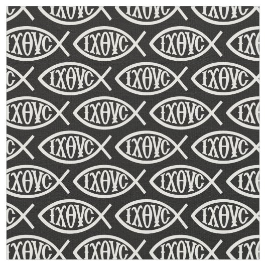 Tissu Ichthys Christian Symbol Pattern (Fermer)
