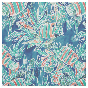 Tissu ICI motif nautique de poissons tropicaux de FISHIE