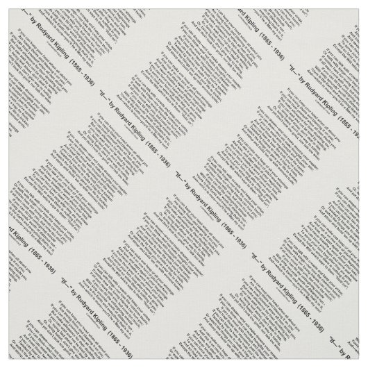 Tissu If- Poème de Rudyard Kipling (Pas d'image Kipling) (Échantillon)