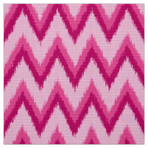 Tissu Ikat Chevron barre - fuchsia et pâle - le rose