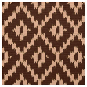 Tissu Ikat Diamond Motif - Chocolat et pêche pâle
