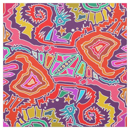 Tissu ikat doodle rouge (Échantillon)