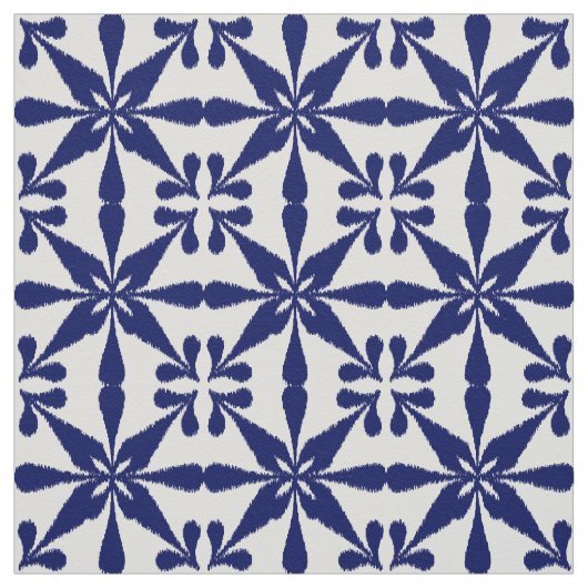 Tissu Ikat Star Motif - Marine bleu et blanc (Échantillon)
