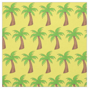Tissu Île tropicale Palm Tree Plage jaune vert Imprimer