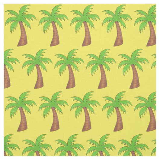 Tissu Île tropicale Palm Tree Plage jaune vert Imprimer (Échantillon)