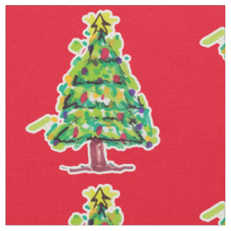 Tissu Illustration colorée d'arbre de Noël