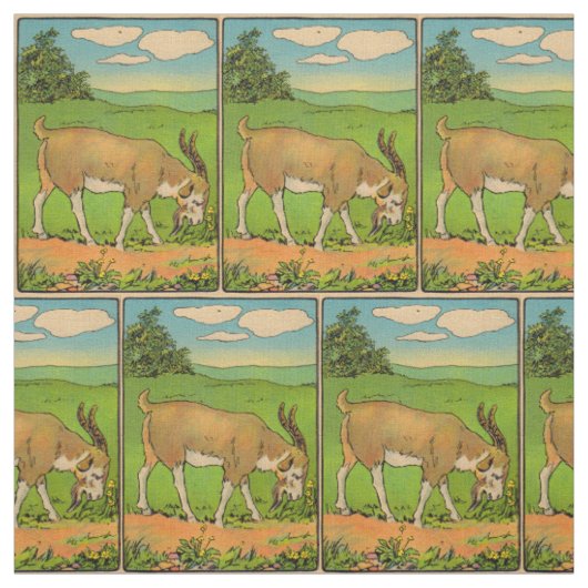 Tissu illustration de bouc pâturant de 1914 (Échantillon)