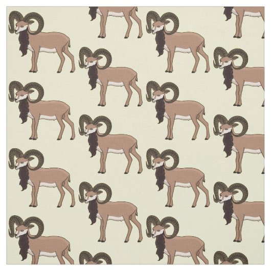 Tissu Illustration de chèvre de Mouflon (Échantillon)