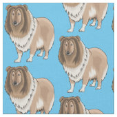 Tissu Illustration de chien Rough collie (Fermer)