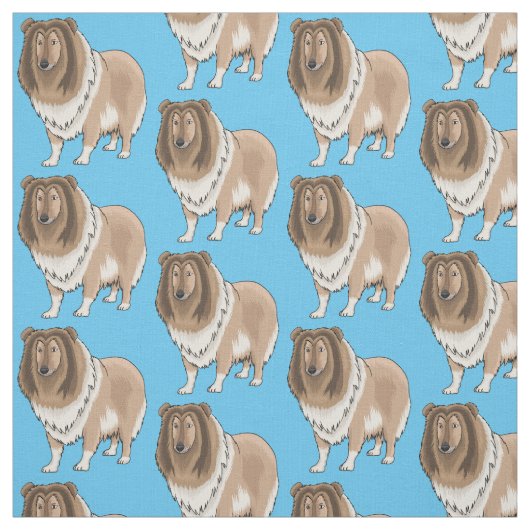 Tissu Illustration de chien Rough collie (Échantillon)