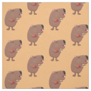 Tissu Illustration de dessin animé de capybara ukulele