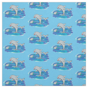 Tissu Illustration de dessin animé de dauphins heureux a