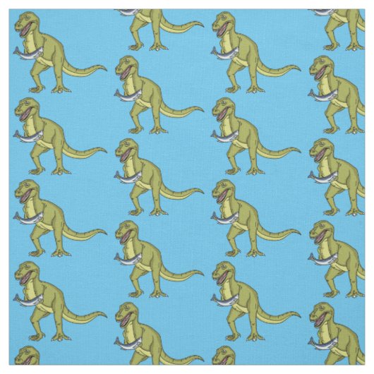 Tissu Illustration de dinosaure T rex drôle (Échantillon)