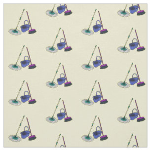 Tissu Illustration de la bande dessinée Broom & mop