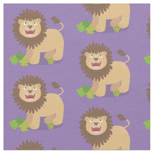 Tissu Illustration de l'effervescence de lions heureux