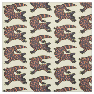 Tissu Illustration de lézard géant affamé