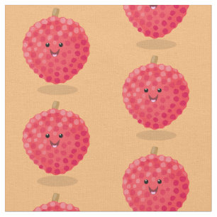 Tissu Illustration de litchee rose mignon