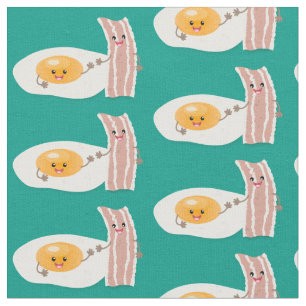 Tissu Illustration de l'oeuf de Cute kawaii et du bacon