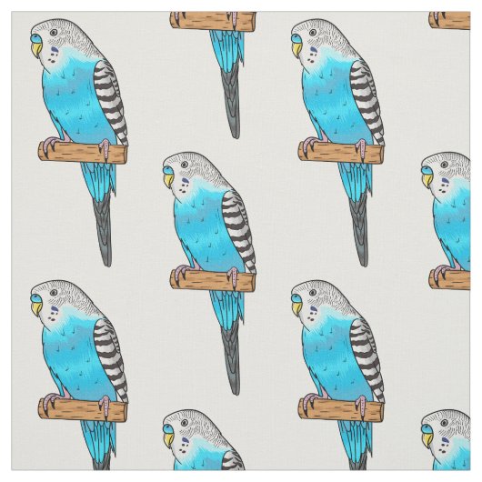Tissu Illustration de l'oiseau bleu budgerigar (Échantillon)