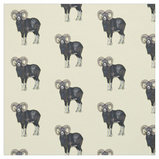 Tissu Illustration de mouflon, mouton (Échantillon)