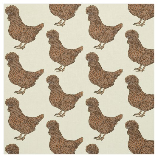 Tissu Illustration de poulet à la polis chamois (Échantillon)