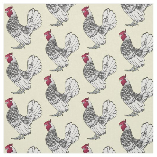 Tissu Illustration de poulet Sebright (Échantillon)