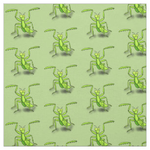 Tissu Illustration drôle de mante verte en prière