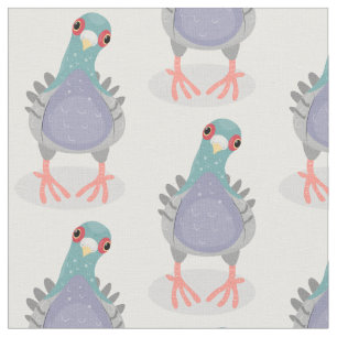 Tissu Illustration drôle de pigeon curieux